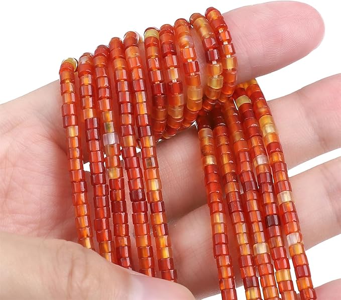 Natural Red Agate Spacer Beads Caps Flat Round Loose Beads for Beading Jewelry Making 3mmx2mm 38cm