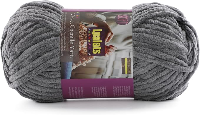 Chunky Chenille Yarn for Crocheting - 3x100g/3.5oz Baby Blanket Yarn for Crocheting Soft - 262 Yards Fluffy Thick Plush Yarns for Knitting Blankets Amigurumi (1, Dark Grey)