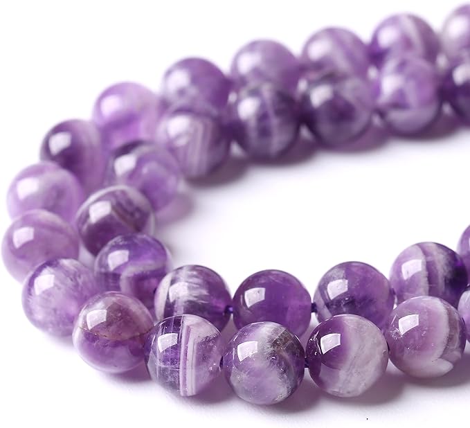 Natural Purple Dream Lace Amethysts Beads Crystal Round Loose Beads for Jewelry Making 10mm 38PCS 1 Strand 15" (Purple Dream Lace Amethysts, 10mm)