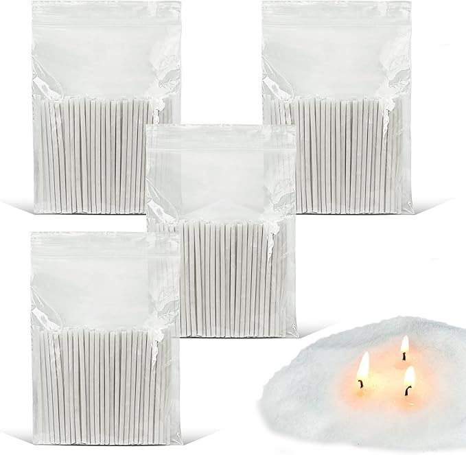 Pearled Candle 2 Inch Cotton Wicks 400-Pack White Extra Wicks for Sand Candles Making, Metal-Free and Lead-Free Refill Sand Wax Wick