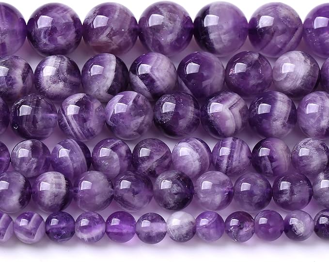 4MM 86PCS Purple Amethyst Dream Lace Beads Natural Quartz Crystal Stone Loose Beads for Jewelry Making DIY Bracelet Grade A+ 15 inches Strand