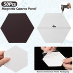 Engrowtic 50 Pcs Magnetic Painting Canvas Panel Mini Canvas Boards for Painting Mini Tile Art for Fridge Locker Art Crafts DIY(4 in,Regular Hexagon)
