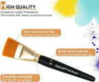 1 1/2 inch Flat Paint Brushes for Acrylic Painting,4 Pieces 38mm Large Craft Basecoating PaintBrushes with Wooden Handle for Acrylic, Oil, Body, Facial mask Brushes