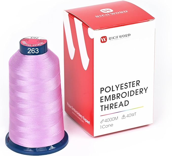 Richword Selected Purple Embroidery Thread 4000M(4374Y) 40WT Polyester Thread 100 Colors Selected for Commercial Multi Needles and Single Needle Embroidery Machine 0263