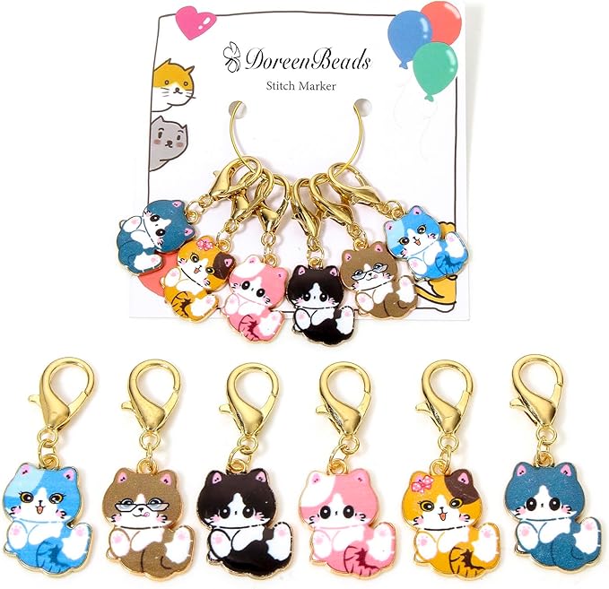 DoreenBeads Stitch Markers for Crocheting and Knitting, Alloy Enamel Crochet Marker Crochet Gifts for Knitting Weaving Sewing Accessories Quilting Jewelry Making