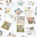 40 Sheets Small Scrapbook Sticker Books for Scrapbooking, Nordic Town Them Watercolor Scenery Stickers for Journaling, Junk Journal Supplies, Bujo, Crafts Arts