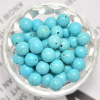 NCB 200pcs 4mm Loose Beads for Jewelry Making, Natural Semi Precious Beads Round Smooth Gemstones Spacer Beads Charms for Necklaces Bracelets (Stabilized Blue Turquoise, 4mm 200Beads)