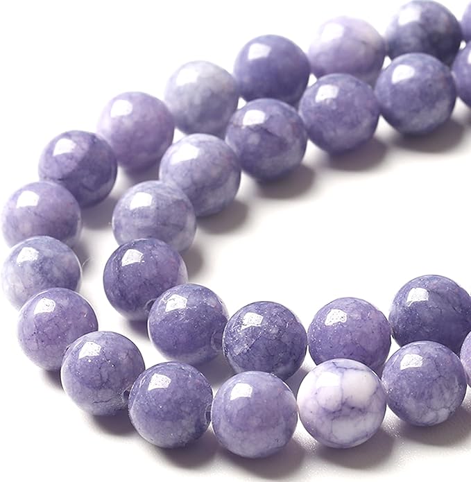 12MM Lavender Purple Chalcedony Natural Stone Round Loose Beads for Jewelry Making and Crafting 32pcs 15"
