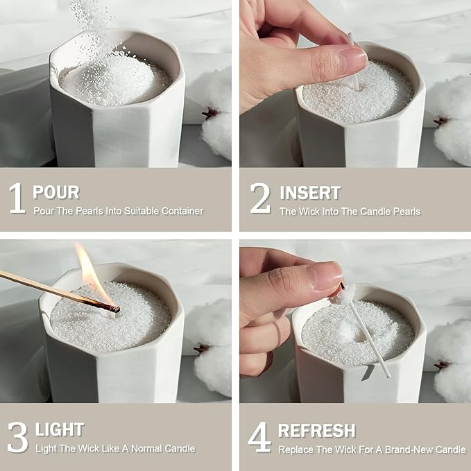 Pearled Candle Cotton Wicks 50-Pack for Sand Candles Making - 2Inch Metal-Free and Lead-Free Refill Sand Wax Wick for Candle Making DIY (White)