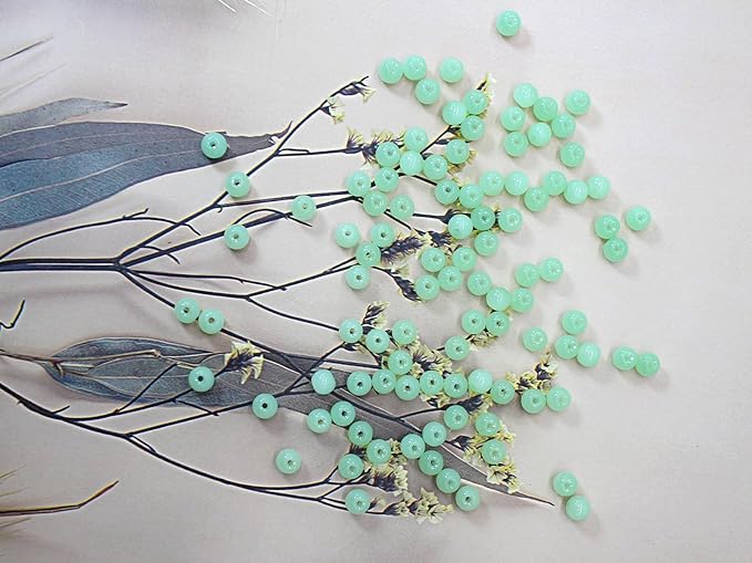 600pcs 6MM Mint Glass Beads Handcrafted Round Lampwork Smooth Loose Bracelet Beads for DIY Jewelry Making