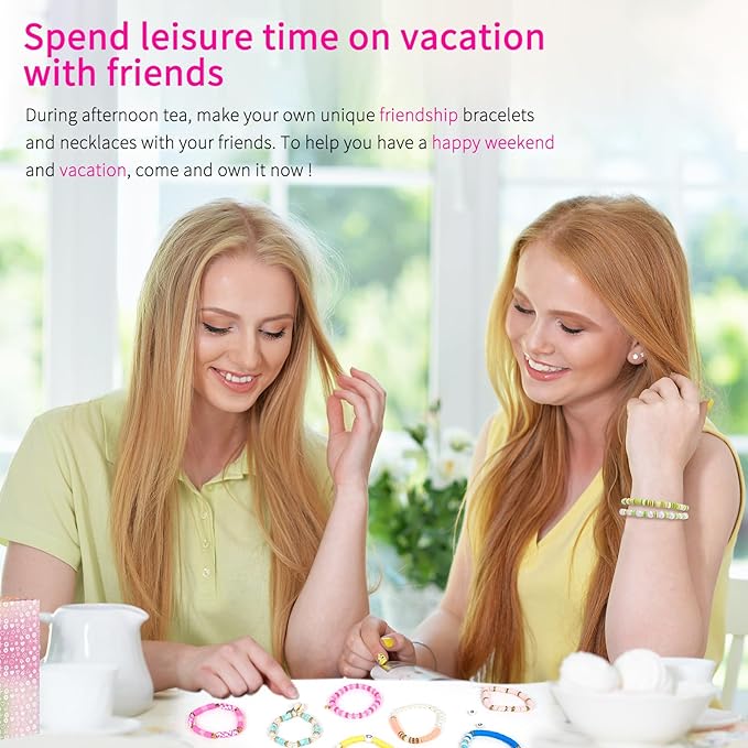 Paodey Friendship Bracelet Making Kit - 96 Colors, 900pcs Letter and Number Beads, Gold & Silver Charms and Clay Beads