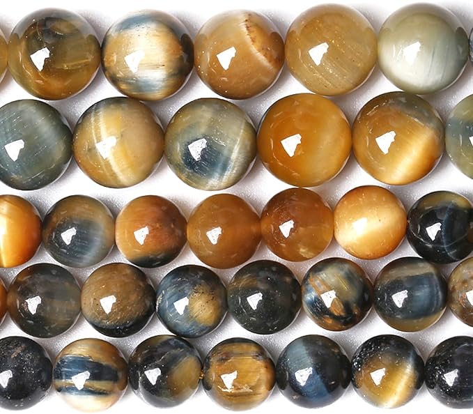 6MM Dream Blue Tiger Eye Stone Beads Natural Gemstone Round Loose Beads for Jewelry Making Bracelet Necklace 120pcs 2 Strands 32"