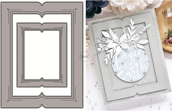 DzIxY Two Sizes of Square Border Metal Cutting Dies for Card Making Kit Embossing Paper Die Cuts Set Scrapbook Stencils Supplies Machine Templates