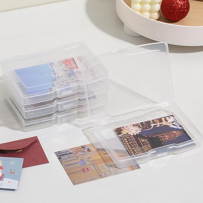 novelinks Transparent 4" x 6" Photo Organizers and Photo Storage Box with Handle, 16 Inner Photo Cases, Portable Picture Organizers & Photo Storage Containers (Clear)