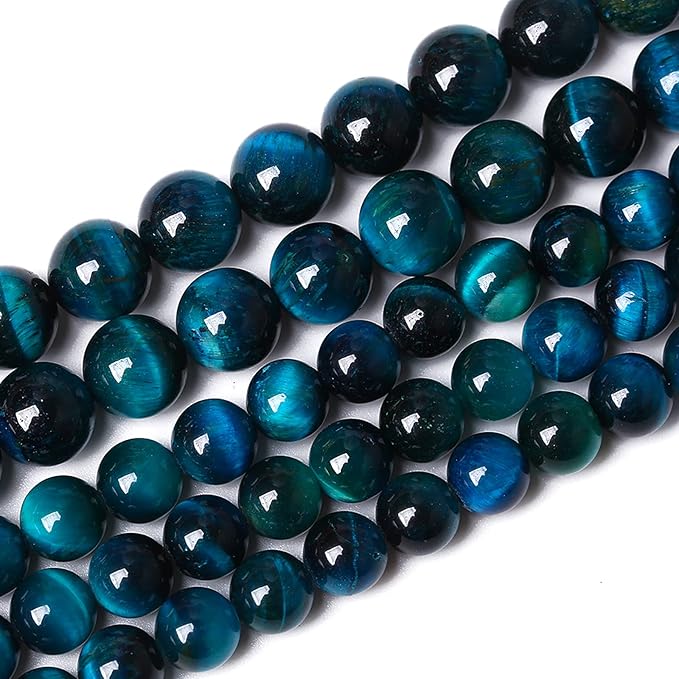 180PCS 4mm Blue Tiger Eye Gemstone Loose Beads Natural Round Loose Stone Beads for Jewelry Making DIY Bracelet Necklace Earrings 2 Strand 32"
