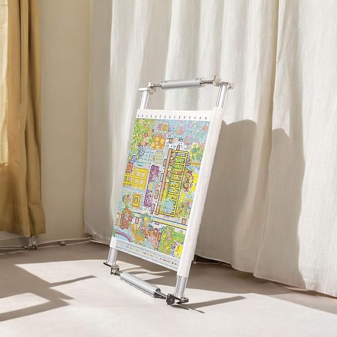 Couple Embroidery Art Embroidery Clip Frame 60cm Cross Stitch 4 Slot Presser Heavy Duty Embroidery Bandage Embroidery Frame Needlepoint Frame Embroidery Scroll Frame Embroidery Frames (Silver)