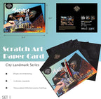Scratch Art Paper for Adults Foil Art- Colorful City Series, Scratch Painting for Adults/Teens, Scratch and Sketch Craft Gift | Foil Engraving Scratch Art Adult (Set 1)