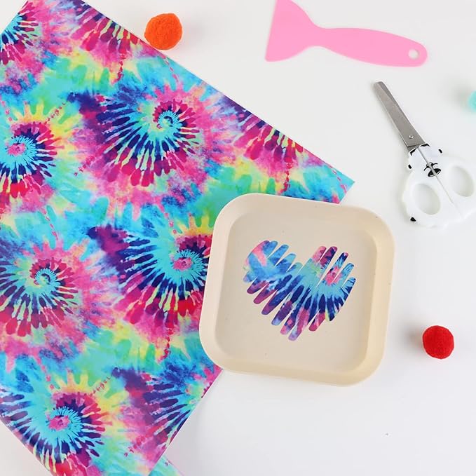 Tintnut Tie Dye Permanent Vinyl Roll - 12" x 5ft, Seamless Purple Red Permanent Adhesive Vinyl, Swirl Patterned Self Sticker for Cutting Machine, Home Decor