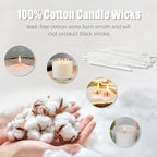 Pearled Candle Cotton Wicks 200-Pack for Sand Candles Making - 2Inch Metal-Free and Lead-Free Refill Sand Wax Wick for Candle Making DIY (White)