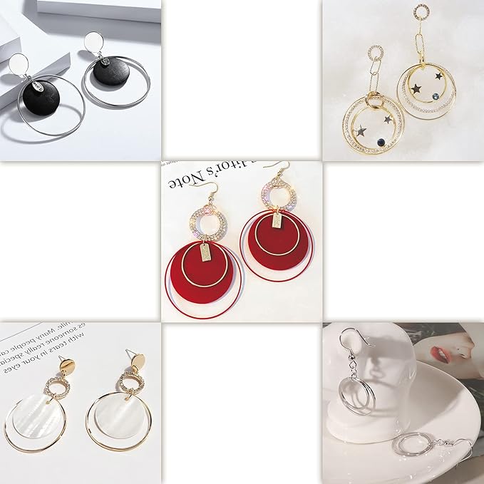 Earrings Beading Hoop Earring Finding Round Earring Circle Charms Beading Hoop for Jewelry Making DIY Crafts Art Creation Gift (203040 Round)