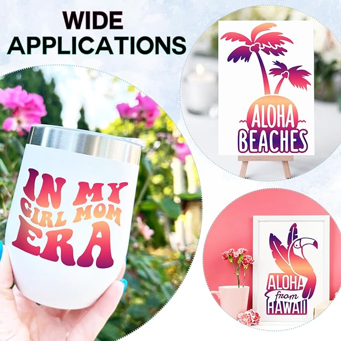 Tintnut Purple Orange Permanent Vinyl - 8 Sheets 12"x10" Gradient Adhesive Self Sticker, Ombre Glossy Self Sticker Water Proofing Vinyl Compatible with Cricut Or Silhouette