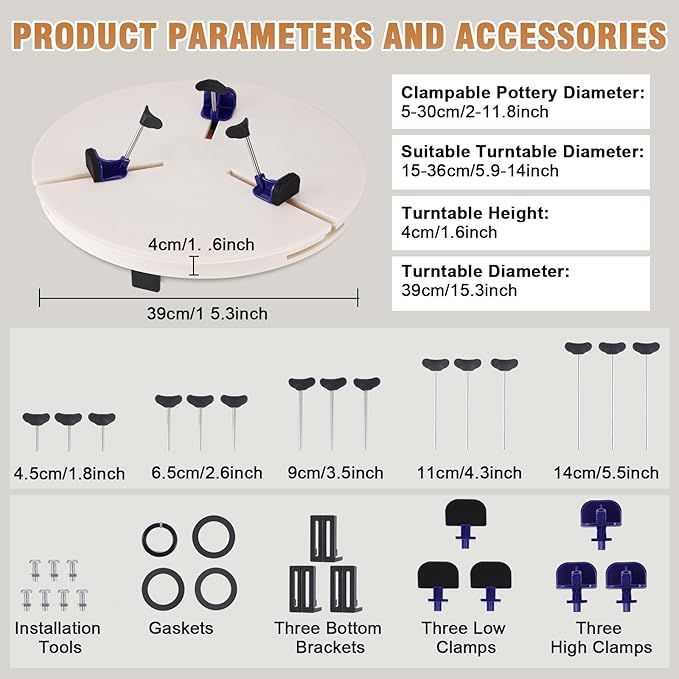 JIAWANSHUN Pottery Machine Turntable Clamp, Adjustable Ceramic Art Repair Tool, Portable Pottery Centering Tool, Ceramic Pottery Trimming Turntable Tools for Ceramic Beginners Professionals