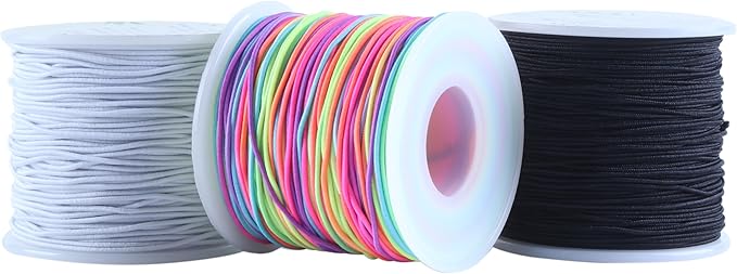 KONMAY 1.0mm Stretchy Bracelet String, 150 Yards Durable Mixed Elastic Cord for Jewelry Making, Beading, Necklaces, DIY Crafts, and Sewing Projects