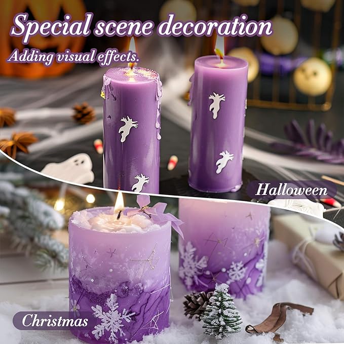 Sukh Purple Snow Pearled-Candles with Wicks - 410G DIY Candle Sand,Pearled Sand Wax with Wicks,Pearled Wax,Refillable for Weddings,Partie,Halloween,Christmas,Thanksgiving