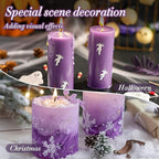 Sukh Purple Snow Pearled-Candles with Wicks - 410G DIY Candle Sand,Pearled Sand Wax with Wicks,Pearled Wax,Refillable for Weddings,Partie,Halloween,Christmas,Thanksgiving