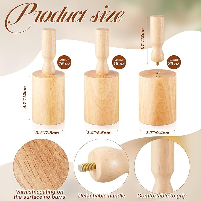 Juexica 3 Pcs Cup Pottery Molds 3.1'', 3.4'', 3.7'' Plaster Molds with 12 Pcs Mug Handle Forms Pottery Shaping Tool Wood Slump Press Mold 3 Sizes Clay Molds for DIY Pottery Cup Mug Art Making