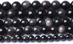 60pcs 6mm AAA Natural Obsidian Stone Beads Gemstone Round Loose Beads for Jewelry Making DIY Bracelet (Sliver Color Obsidian Stone, 6mm)