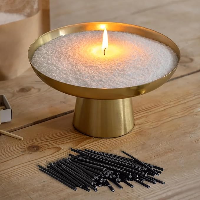 Pearled Candle Cotton Wicks 300-Pack for Sand Candles Making - 2Inch Metal-Free and Lead-Free Refill Sand Wax Wick for Candle Making DIY (Black)