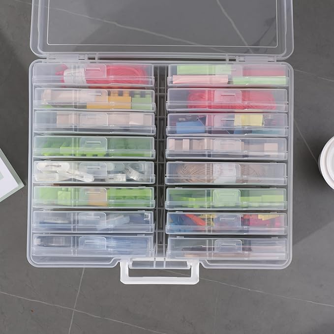 novelinks Transparent 4" x 6" Photo Organizers and Photo Storage Box with Handle, 16 Inner Photo Cases, Portable Picture Organizers & Photo Storage Containers (Clear)