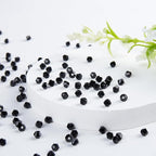 1100pcs Black 4mm Bicone Crystal Beads for Jewelry Making – Small Faceted Glass Beads for Bracelets, Earrings, Loc Sprinkles, DIY Crafts