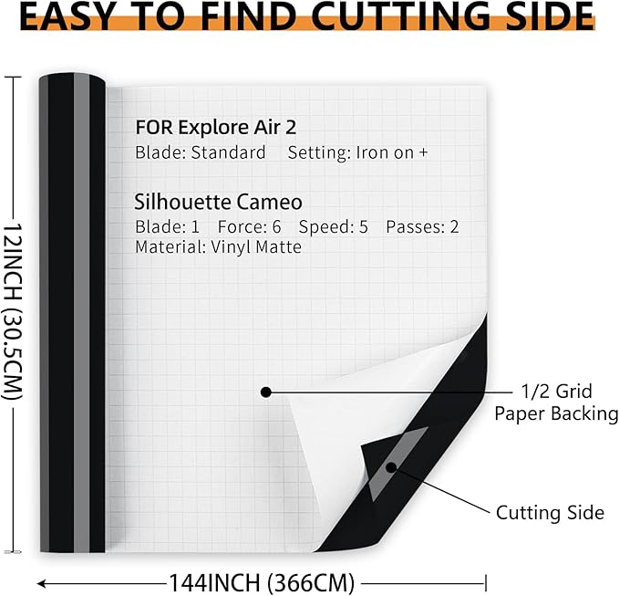 Glossy Black Permanent Vinyl, 12" x 12 FT Vinyl for Cutting Machine - Lya Vinyl Glossy Black Adhesive Roll for Mug, Cup, Window & Home Decal