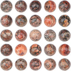 NCB 100pcs Original Natural Stone Beads Gemstone Round Loose Beads 6mm 8mm 10mm (Red Leopard Fur Jasper, 10mm 100Beads)