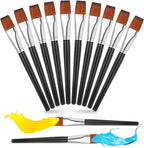 Zonon 10 Pcs 1 Inch Flat Head Paint Brushes Bulk Watercolor Acrylic Paint Brushes Synthetic Nylon Hair Paintbrush Artist Painting Brush for Detail Painting Oil Watercolor Fine Art Painting(Black)