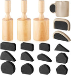 Juexica 3 Pcs Cup Pottery Molds 2.5'', 3.1'', 3.7'' Plaster Molds with 12 Pcs Mug Handle Forms Pottery Shaping Tool Wood Slump Press Mold 3 Sizes Clay Molds for DIY Pottery Cup Mug Art Making
