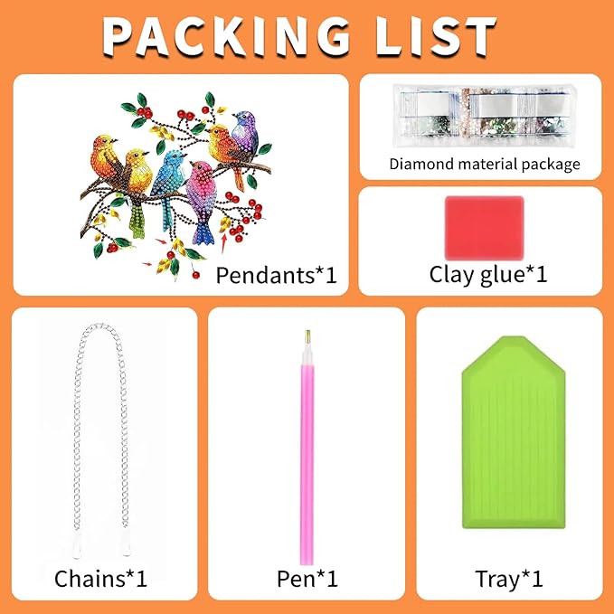 Spring Birds Diamond Painting Kits for Adults, DIY Pendant Diamond Art Kits for Beginners, 5D Special Shape Full Drill Hanging Diamond Gem Art Painting Kits for Window Suncatchers for Home Wall Decor