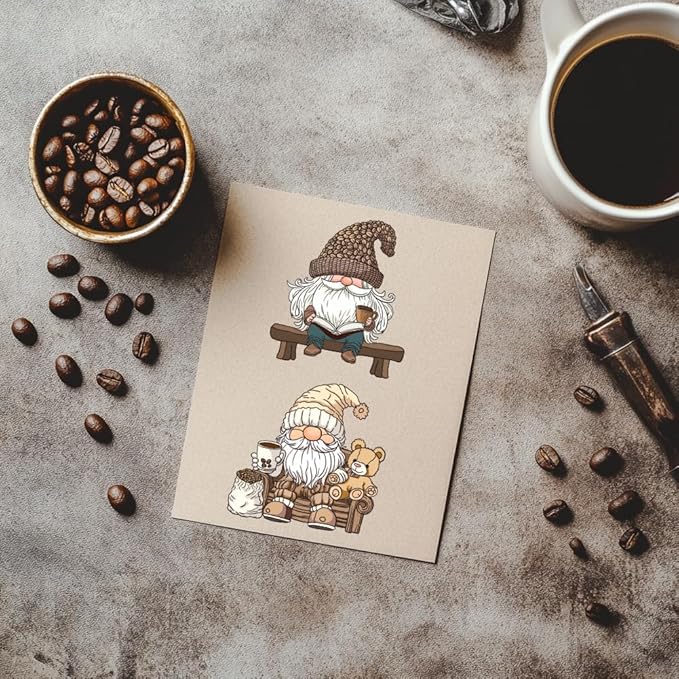 CHGCRAFT Gnome Coffee Clear Stamps Balloon Transparent Handicraft Stamps for DIY Scrapbooking Photo Album Decorative Cards Making, 6.3x4.3inch