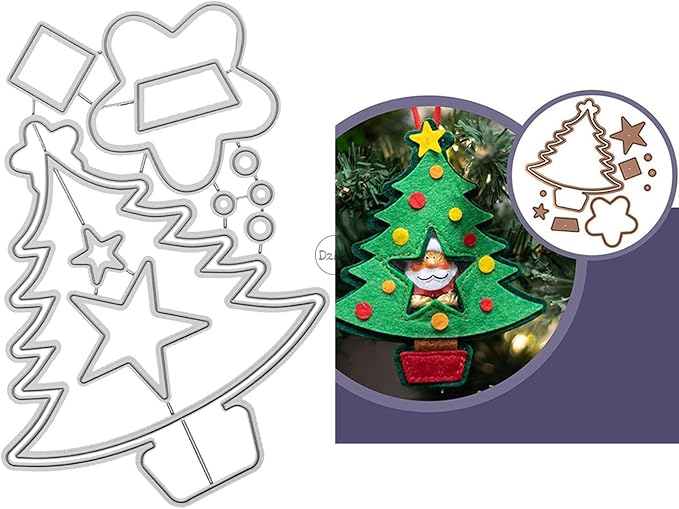 DzIxY Patchwork Christmas Tree Five Pointed Star Metal Cutting Dies for Card Making Kit Embossing Paper Die Cuts Set Scrapbook Stencils Supplies Machine Templates