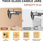 10 OZ Thick Candle Jars for Making Candles 15 Pcs, Empty Jars with Wood Lids for Candle Making, Sample Container, Clear