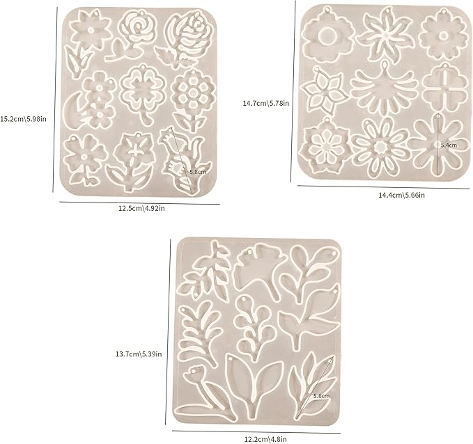 3 Pack Leaf/Flower/Tulip Pendant Earring Nacklace Resin Mold - Resin Casting Silicone Molds for Home Decor & Candle Making Wave Spiral Mold
