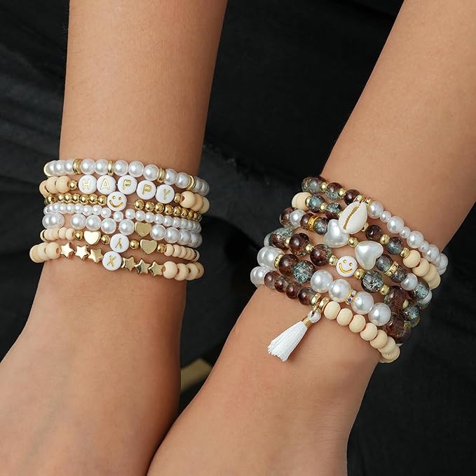 Xylise 6mm/8mm Crackle Glass Beads Bracelet Making Kit Crystal Glass Beads Jewelry Making Kit, Friendship Bracelet kit for DIY Crafts Gifts