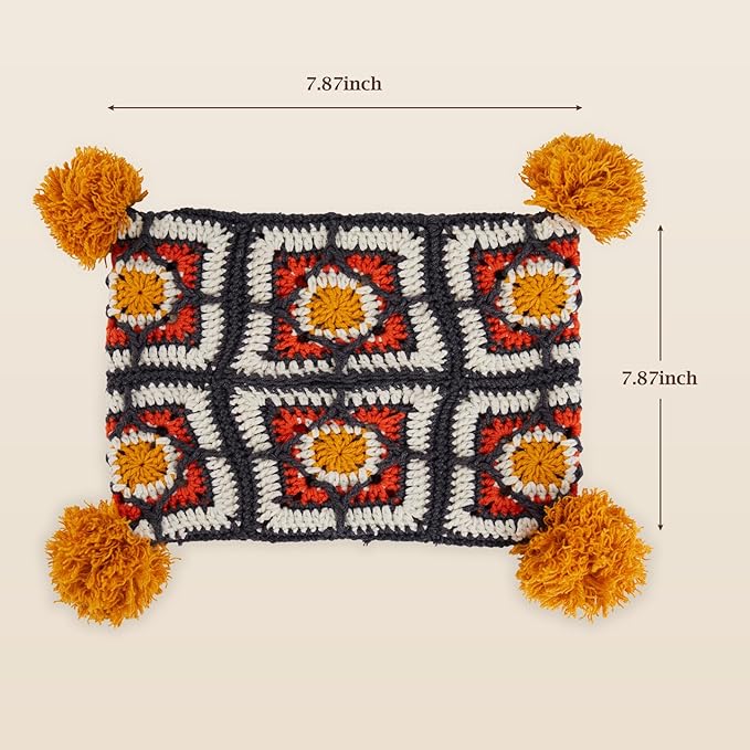 Noocro Crochet Kit Granny Square Tissue Holder, Complete DIY Kit with Detailed Instructions, Video Tutorials, for Beginners or Intermediate and Advanced Crocheters