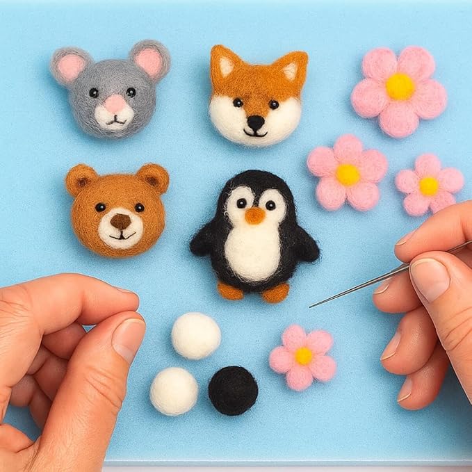 Black #08 Needle Felting Wool – 100g Carded Batt, Short Coarse Fiber Roving – Core or Finish Wool for Needle Felting, DIY Crafts, Dolls & Animals