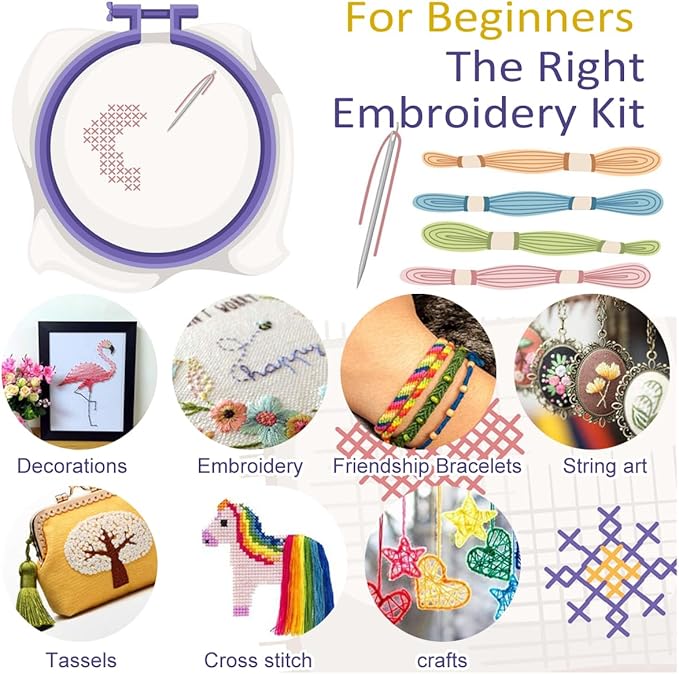 Friendship Bracelet String 500 Skeins Rainbow Color Embroidery Floss Cross Stitch Embroidery Thread Cotton Floss Bracelet Yarn, Craft Floss(Classic Color)（50skeins x10 Pack）