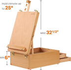 VISWIN Large Tabletop Easel Box with 3 Storage Drawers, Adjustable Portable Beech Wood Desktop Easel for Painting, Drawing, Plein-Air Art Sketchbox for Adults, Artists, Beginners, Hold Canvas to 25"