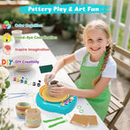 TingingYuli Pottery Wheel for Kids,Complete Pottery Kit and Tools for Beginners,Arts and Crafts Toys for Kids Ages 8-12,Art Supplies Birthday Gifts for Boy Girl Age 6 7 8 9 10 11 12 (Yellow/Cyan)