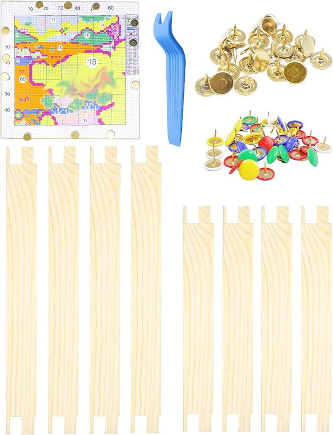 8 Piece of Wooden Canvas Stretcher Bars - Dual Sizes for Seamless Needlepoint Creations, with Tacks, Serving as Prime Stretcher Bars for Needlework Projects, Embroidery Stitch Frame Set (6, 8 Inch）